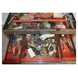 Red Metal Tool Chest - 7-Drawer Cabinet with Assorted Hand Tools
