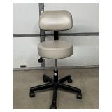 MSRP $600 Brewer 22500B Adjustable-Height Medical Grade Exam Stool – Upholstered Seat & Back, Pneumatic Lift, 5-Wheel Rolling Caster Base – Great Condition