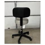 MSRP $600 Brewer 22500B Adjustable-Height Medical Grade Exam Stool – Upholstered Seat & Back, Pneumatic Lift, 5-Wheel Rolling Caster Base – Great Condition