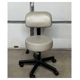 MSRP $600 Brewer 22500B Adjustable-Height Medical Grade Exam Stool – Upholstered Seat & Back, Pneumatic Lift, 5-Wheel Rolling Caster Base – Great Condition