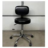 MSRP $600 HON Adjustable-Height Medical / Office Stool – Upholstered Seat & Back, Pneumatic Lift, Chrome 5-Wheel Rolling Caster Base With Locking Wheels – Great Condition