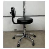 MSRP $600 HON Adjustable-Height Medical / Office Stool – Upholstered Seat & Back, Pneumatic Lift, Chrome 5-Wheel Rolling Caster Base With Locking Wheels – Great Condition