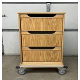 MSRP $2,500 Corometrics 3115DAO Oak Medical Cart 3-Drawer Hospital Room Storage Cabinet on Heavy-Duty Locking Casters for Safe Movement, Lightweight, Easy Glide Drawers - Like New Condition!