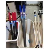 Lot Of Mobility Aids - Bath Sponges, Sammons Preston, Therafin E-Z Slide Shoehorns, Grabber Hook Sticks Plus Fire Resistant Trash Cans