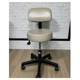 MSRP $600 Brewer 22500B Adjustable-Height Medical Grade Exam Stool – Upholstered Seat & Back, Pneumatic Lift, 5-Wheel Rolling Caster Base – Great Condition