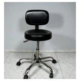 MSRP $600 HON Adjustable-Height Medical / Office Stool – Upholstered Seat & Back, Pneumatic Lift, Chrome 5-Wheel Rolling Caster Base With Locking Wheels – Great Condition