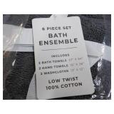 6 pc Grey Bath Towel Set; New from ...