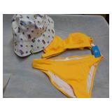 2 pc swimsuit size L and sun hat...