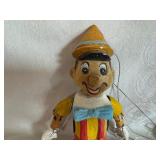 Vintage Hand-Painted Wooden Pinocchio Marionette Puppet 1950