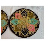 Pair of Vintage Moroccan Hand-Embellished Velvet Round Pillow Covers