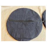 Pair of Vintage Moroccan Hand-Embellished Velvet Round Pillow Covers