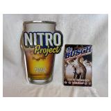 Tin Beer Signs - Samuel Adams ~12" x 17.5" and Busch Beer ~ 8" x 11.75"