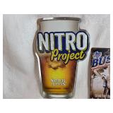 Tin Beer Signs - Samuel Adams ~12" x 17.5" and Busch Beer ~ 8" x 11.75"