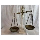 Antique Italian Alabaster and Brass Balance Scale