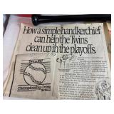 Twins Memorabilia - Autographed Bat, World Series Paper, World Series Ticket and More