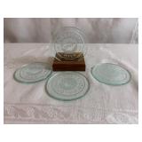 MN Wild Etched Glass Coaster Set with Wooden Holder