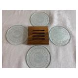 MN Wild Etched Glass Coaster Set with Wooden Holder