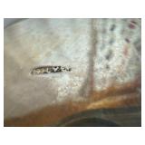 Antique Silver Drinkware Set includes Pitcher and Six Glasses featuring Intricate Embossed Floral Design (Silver marking on bottom of each piece)