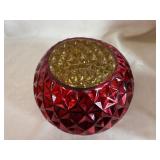 Crystalery Glass Pot, Diamond Star Glass Vase, Vintage Indiana Glass Amber Diamond Pattern Vase, Gold Ceramic Planter and Metal Planter