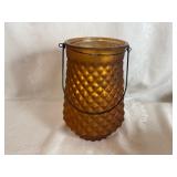 Crystalery Glass Pot, Diamond Star Glass Vase, Vintage Indiana Glass Amber Diamond Pattern Vase, Gold Ceramic Planter and Metal Planter