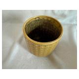 Crystalery Glass Pot, Diamond Star Glass Vase, Vintage Indiana Glass Amber Diamond Pattern Vase, Gold Ceramic Planter and Metal Planter