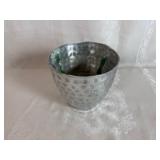 Crystalery Glass Pot, Diamond Star Glass Vase, Vintage Indiana Glass Amber Diamond Pattern Vase, Gold Ceramic Planter and Metal Planter