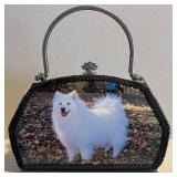 LR - Dog-Themed Vintage Style Handbag with Metal Handle