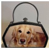 LR - Dog-Themed Vintage Style Handbag with Metal Handle