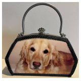 LR - Dog-Themed Vintage Style Handbag with Metal Handle