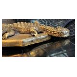 LR - Vintage Valerie Ann Black Embossed Leather Shoulder Bag with Gold Alligator Clasp