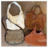 LR - Set of 4 Vintage Leather and Leather-Like Handbags