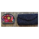 LR - Beaded Clutch Purse and Embroidered Change Purse Set