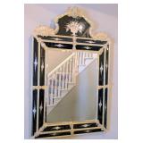 ML - Venetian Glass Wall Mirror - Black Glass with Silver Embellishments