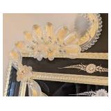 ML - Venetian Glass Wall Mirror - Black Glass with Silver Embellishments