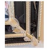 ML - Venetian Glass Wall Mirror - Black Glass with Silver Embellishments