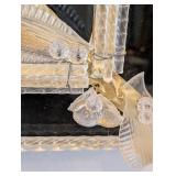 ML - Venetian Glass Wall Mirror - Black Glass with Silver Embellishments