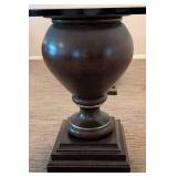 DR - Glass-Top Dining Table with Black Pedestal Bases