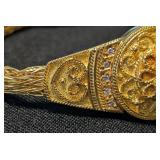 K - Vintage 18K Gold Bracelet with Diamond Chips