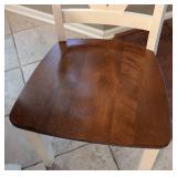 K - Round Dining Table Set, Wood Top, Cream-Painted Base with 4 Chairs