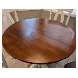 K - Round Dining Table Set, Wood Top, Cream-Painted Base with 4 Chairs
