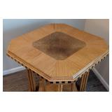 LR - Side Table - Octagonal Inlaid Wood with Checkered Edge