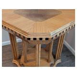 LR - Side Table - Octagonal Inlaid Wood with Checkered Edge