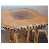 LR - Side Table - Octagonal Inlaid Wood with Checkered Edge