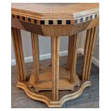 LR - Side Table - Octagonal Inlaid Wood with Checkered Edge