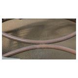 SR - Rattan Sofa with Floral Cushions & Glass-Top Coffee Table