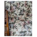 SR - Rattan Sofa with Floral Cushions & Glass-Top Coffee Table