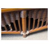 SR - Rattan Sofa with Floral Cushions & Glass-Top Coffee Table