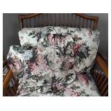 SR - Rattan Armchair with Floral Cushions & Round Glass-Top Side Table