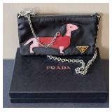 UL - Prada 1MB007 Busta con Lampo Nero + Petalo Dachshund Pouch Clutch Bag