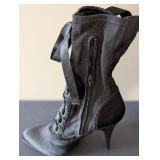 UL - Balmain Satin Lace-Up Boots - Size 36 EU (US 6) - Black